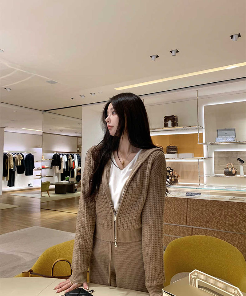와플니트 후드집업 밴딩기모팬츠 세트 대표 이미지