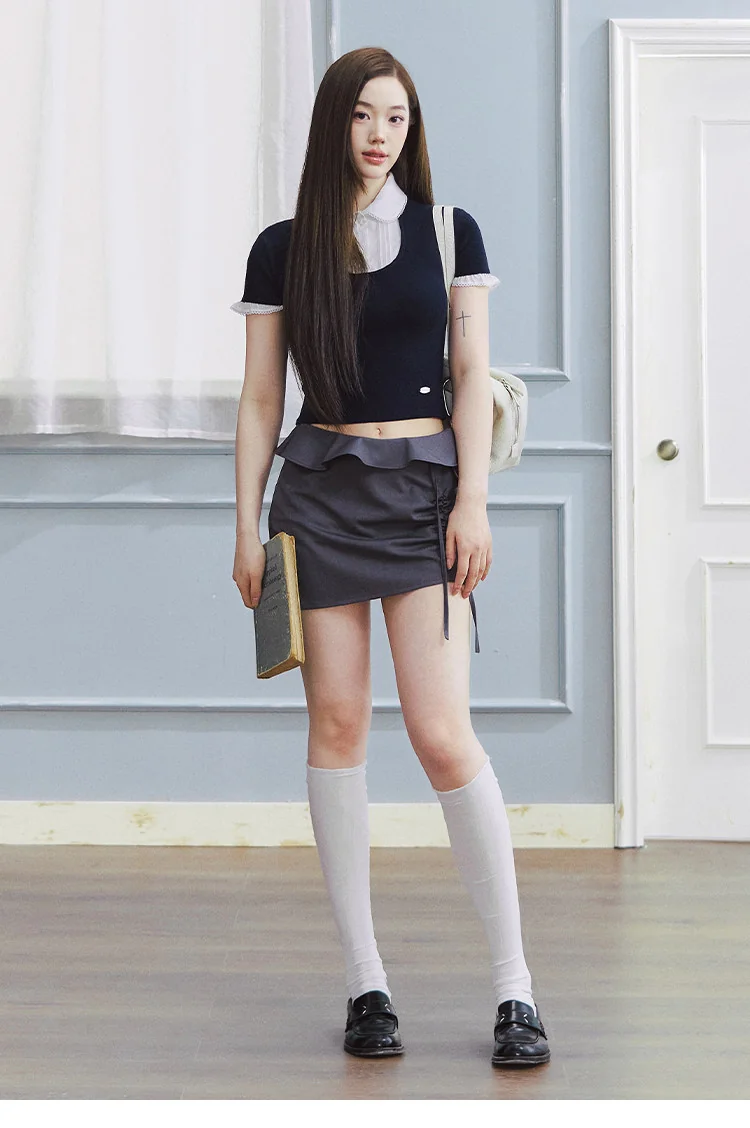 [리센느 제나님 착용] 레이스 레이어드 반팔 니트탑 상세 이미지 29